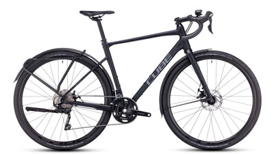 Cube Nuroad Pro FE Gravel Bike in Schwarz.