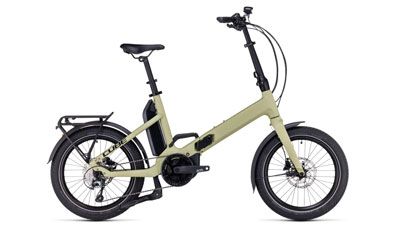 Zu sehen ist ein beiges Cube Fold Hybrid 500 E-Bike.