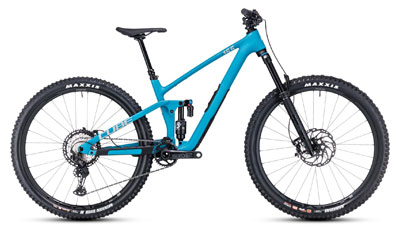 Cube Stereo ONE55 C:62 SLX Fully Mountainbike in Blau.