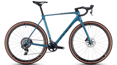 Cube Cross Race C:68X SLT Rennrad in schimmerndem Blau.