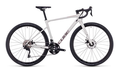 Cube Nuroad WS Gravel Bike in Weiß.