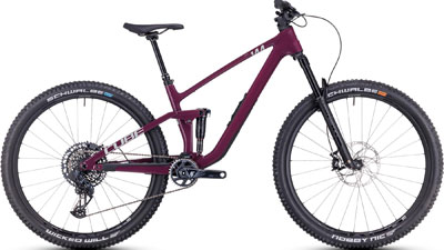 Cube Stereo ONE44 C:68X SLX vollgefedertes Mountainbike in Beerenrot.