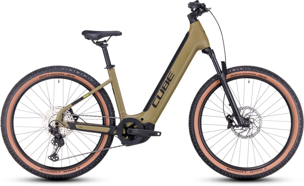 Cube Reaction Hybrid Race 750 olive n green 2023 - E-Bike Hardtail Mountainbike Tiefeinsteiger