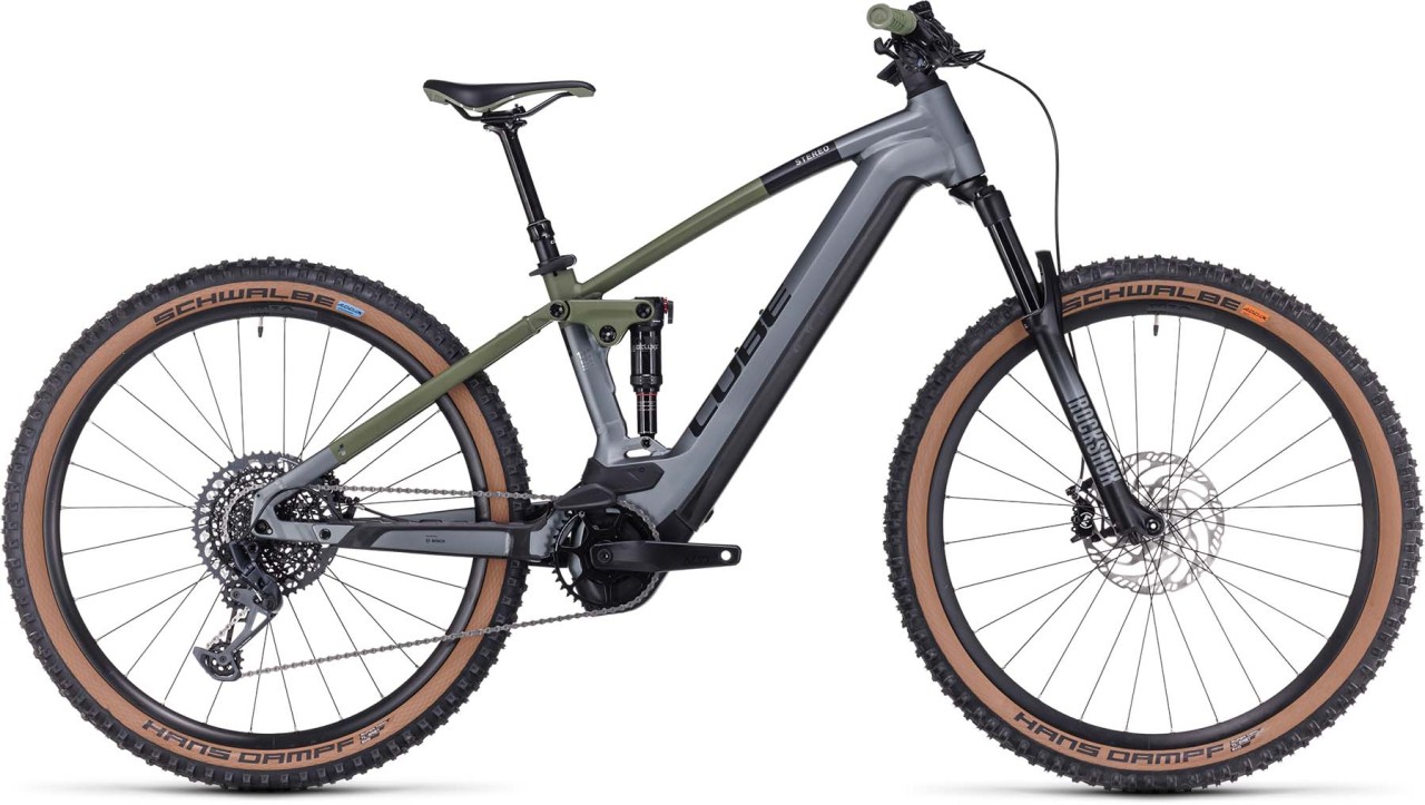 Cube Stereo Hybrid 120 TM 750 flashgrey n olive 2023 - E-Bike Fully Mountainbike - Lackschaden