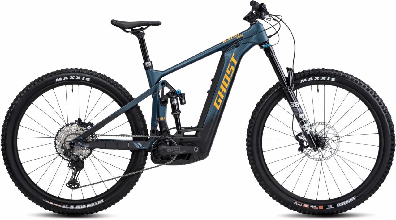 Ghost E-Riot EN CF Pro dirty blue / dirty orange glossy / matt 2022 - E-Bike Fully Mountainbike