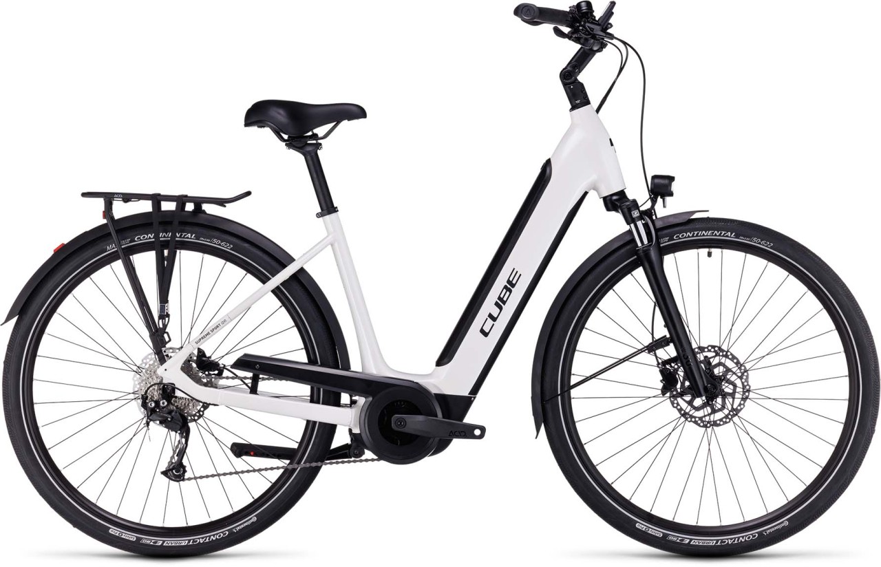 Cube Supreme Sport Hybrid ONE 500 white n black 2023 - E-Bike Trekkingrad Tiefeinsteiger