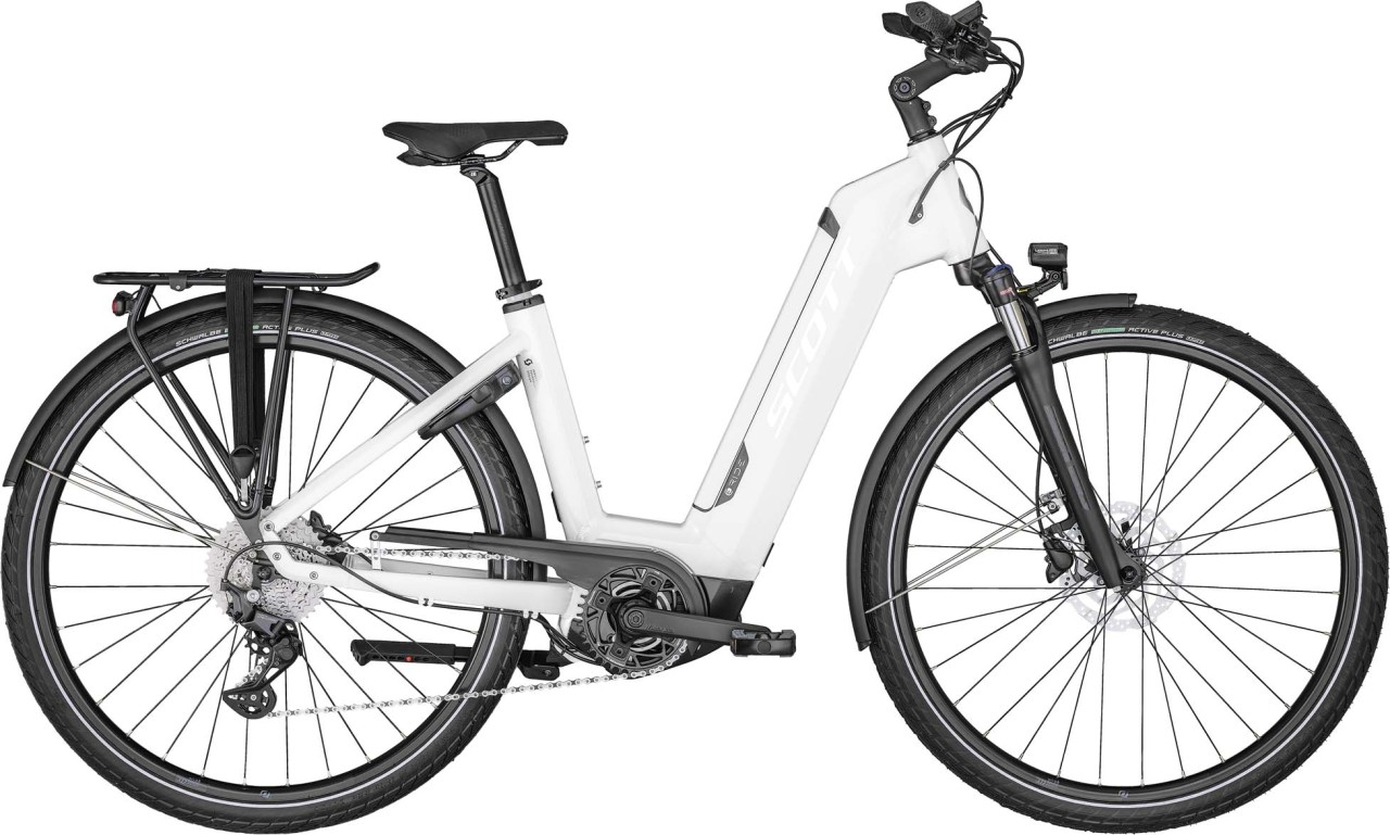 Scott Sub Sport eRIDE 10 Unisex white gloss / titanium flash 2022 - E-Bike Trekkingrad Tiefeinsteiger