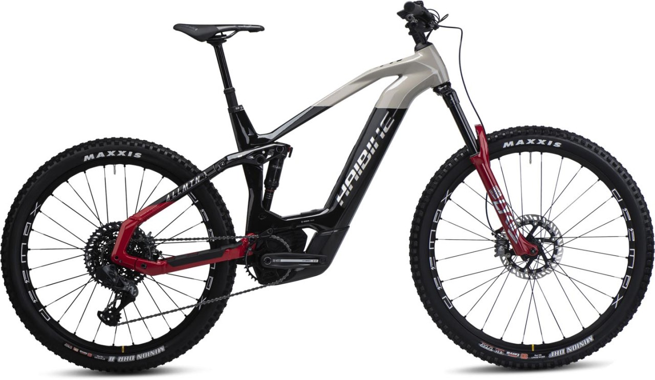 Haibike AllMtn CF SE Gloss Blk Grey Red Chrome 2022 - E-Bike Fully Mountainbike