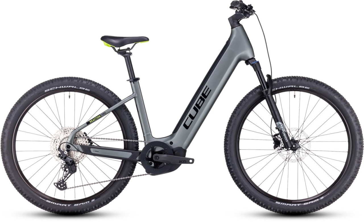 Cube Reaction Hybrid Pro 625 flashgrey n green 2023 - E-Bike Hardtail Mountainbike Tiefeinsteiger