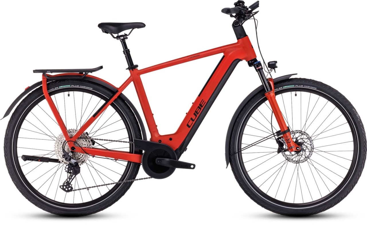 Cube Kathmandu Hybrid EXC 750 red n black 2023 - E-Bike Trekkingrad Herren