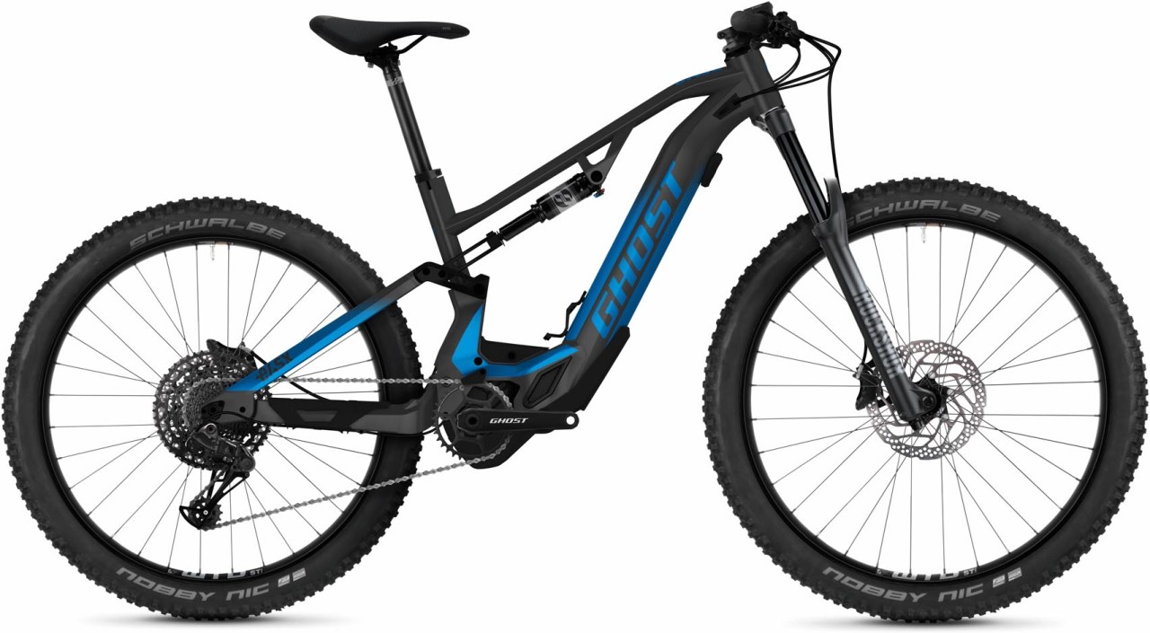Ghost E-ASX 160 Essential AL dark grey / bright blue matt 2022 - E-Bike Fully Mountainbike