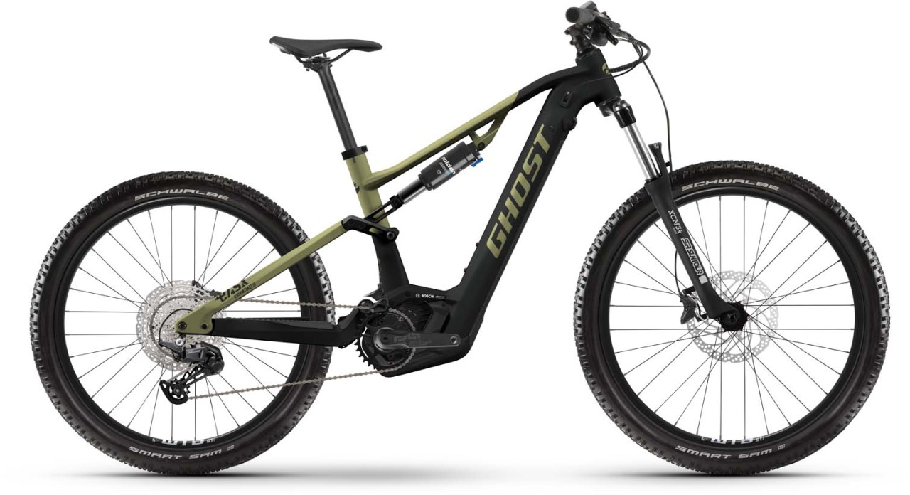 Ghost E-ASX 130 Essential black / light kaki 2023 - E-Bike Fully Mountainbike