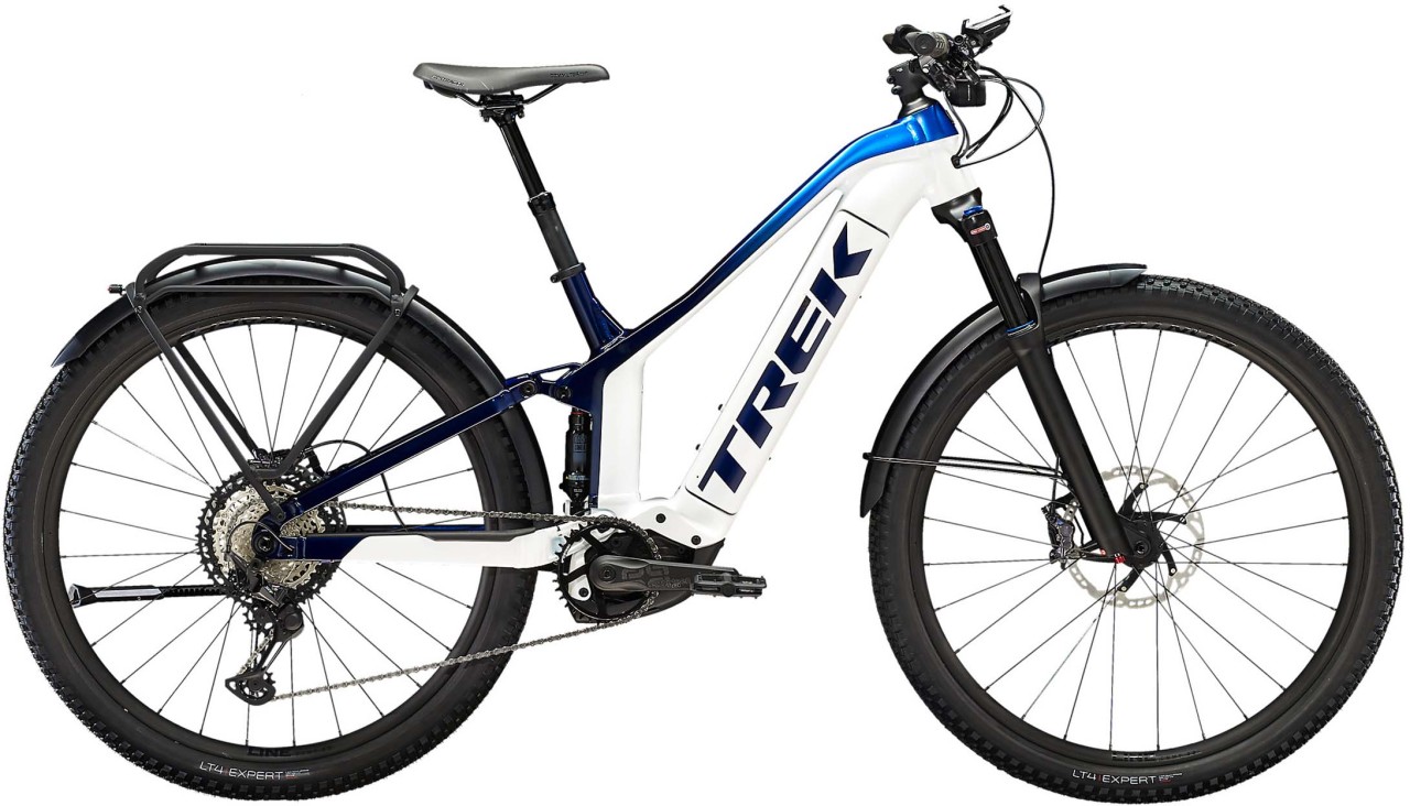 Trek Powerfly FS 9 Equipped Crystal White / Alpine-Dark Blue Fade 2022 - E-Bike Fully Mountainbike