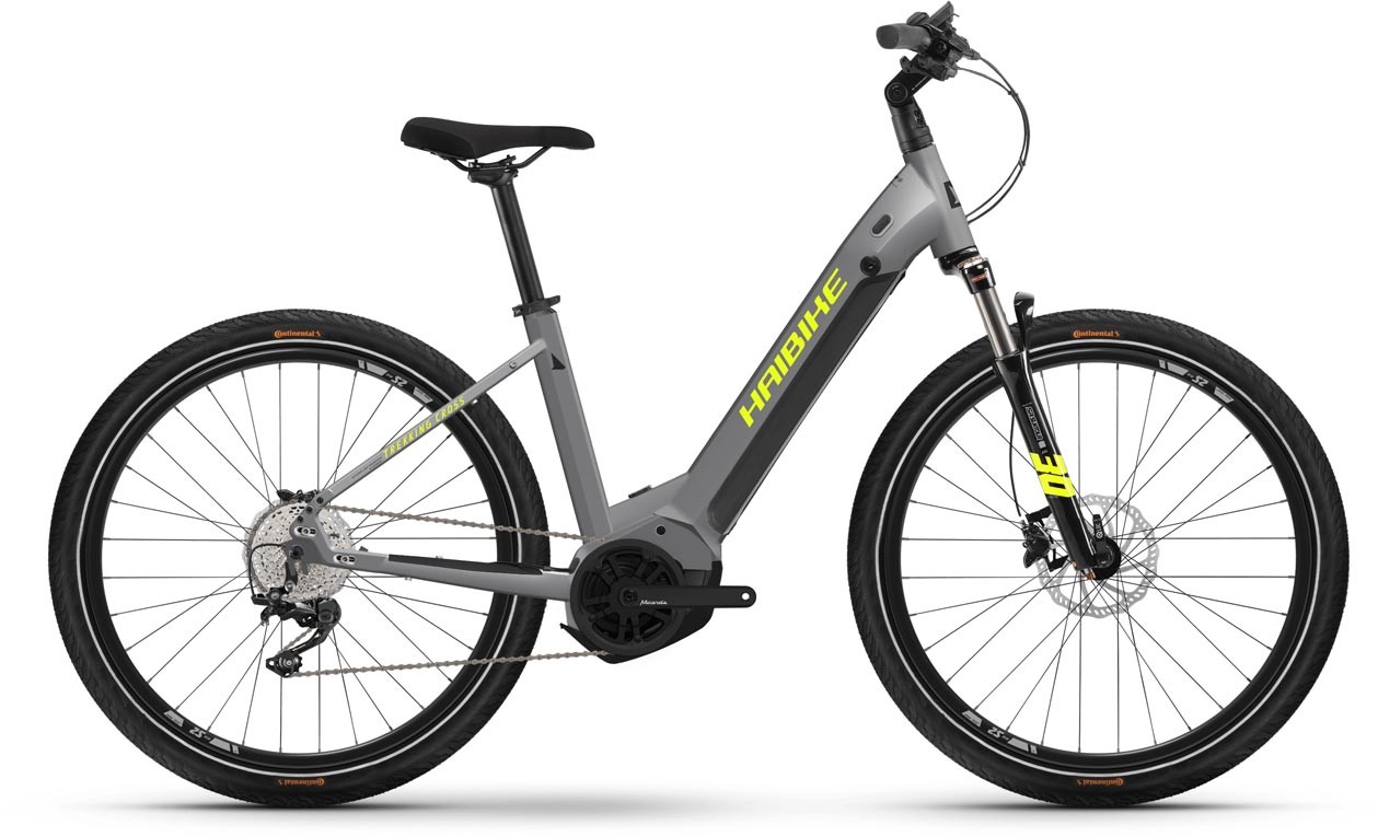 Haibike Trekking 6 Cross Gloss Grey Neon 2022 - E-Bike Crossrad Tiefeinsteiger